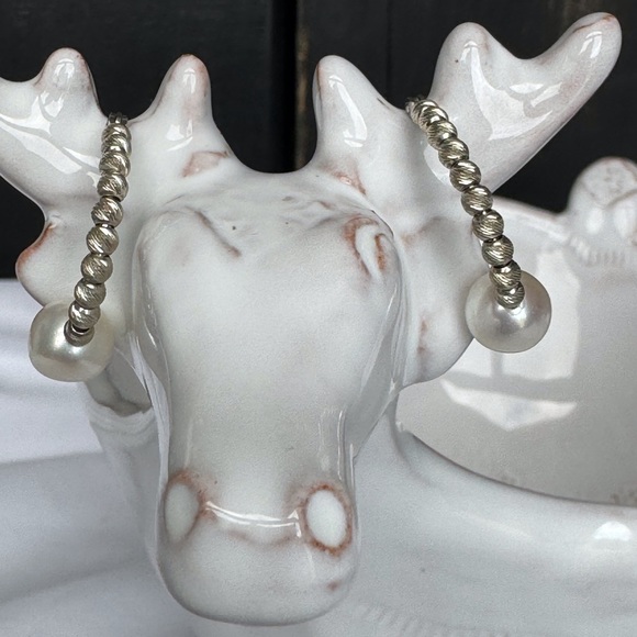 Beaded & Pearl Hoop Earrings SS - Picture 2 of 6